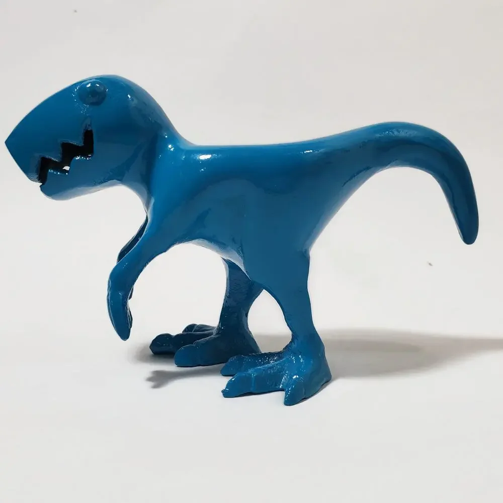 Blue Metal T-Rex Dinosaur Votive Candle Holders Set of 2